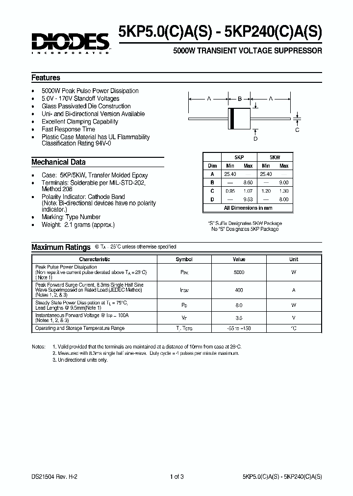 5KP15CA_42084.PDF Datasheet