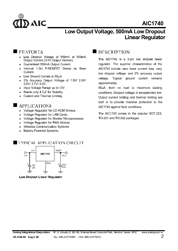 AIC1740_91447.PDF Datasheet