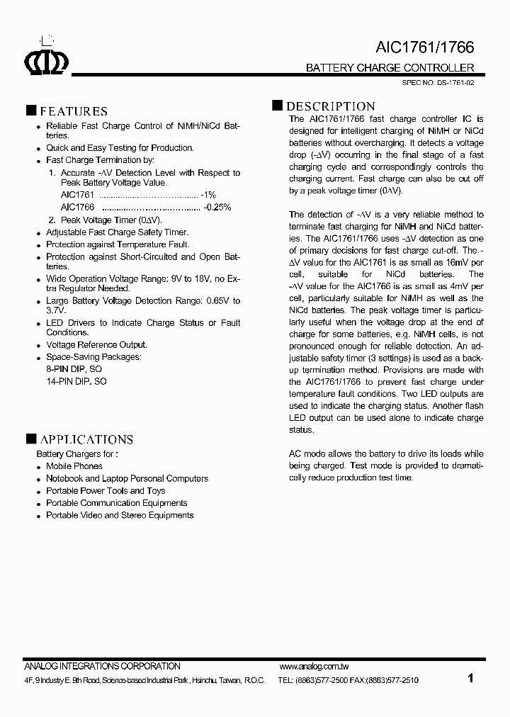 AIC1761_146780.PDF Datasheet