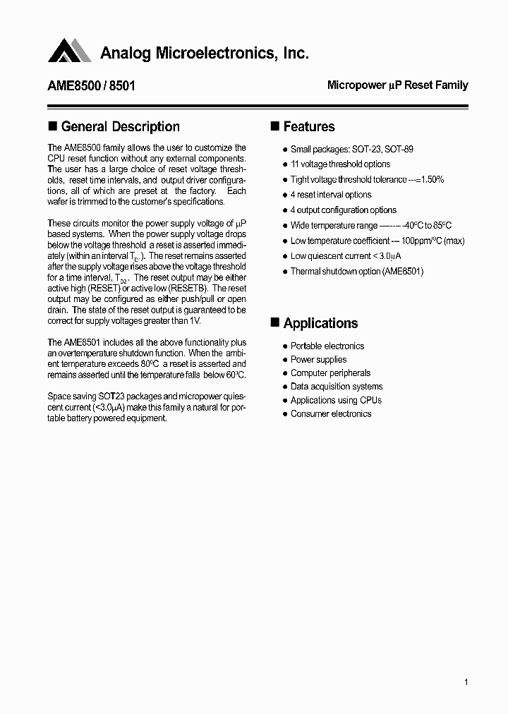 AME8500BEFTAA27_71907.PDF Datasheet