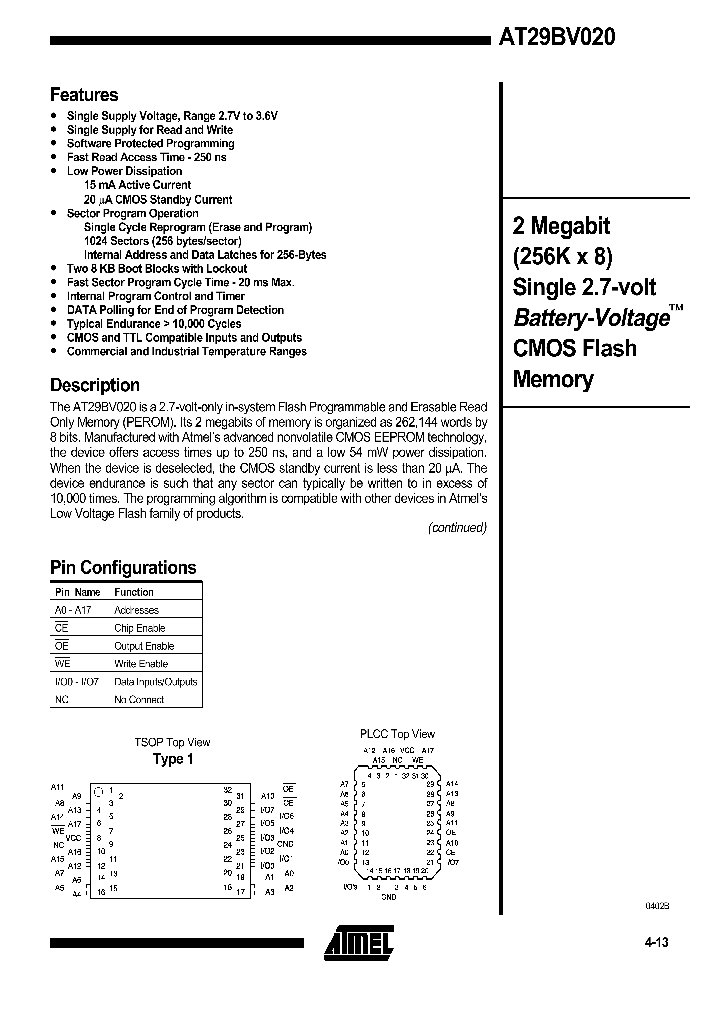 AT29BV020_140547.PDF Datasheet