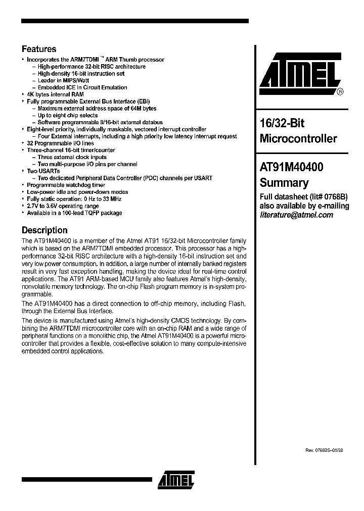 AT91M40400_22214.PDF Datasheet