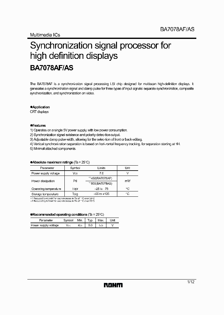 BA7078AF_136296.PDF Datasheet