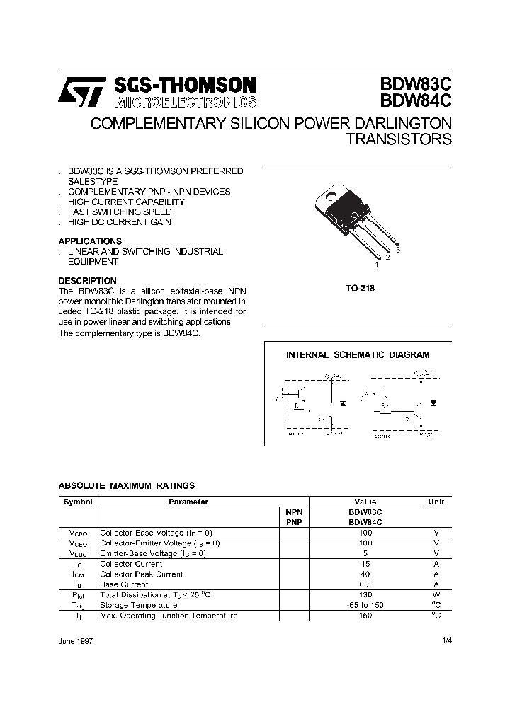 BDW83C_52730.PDF Datasheet