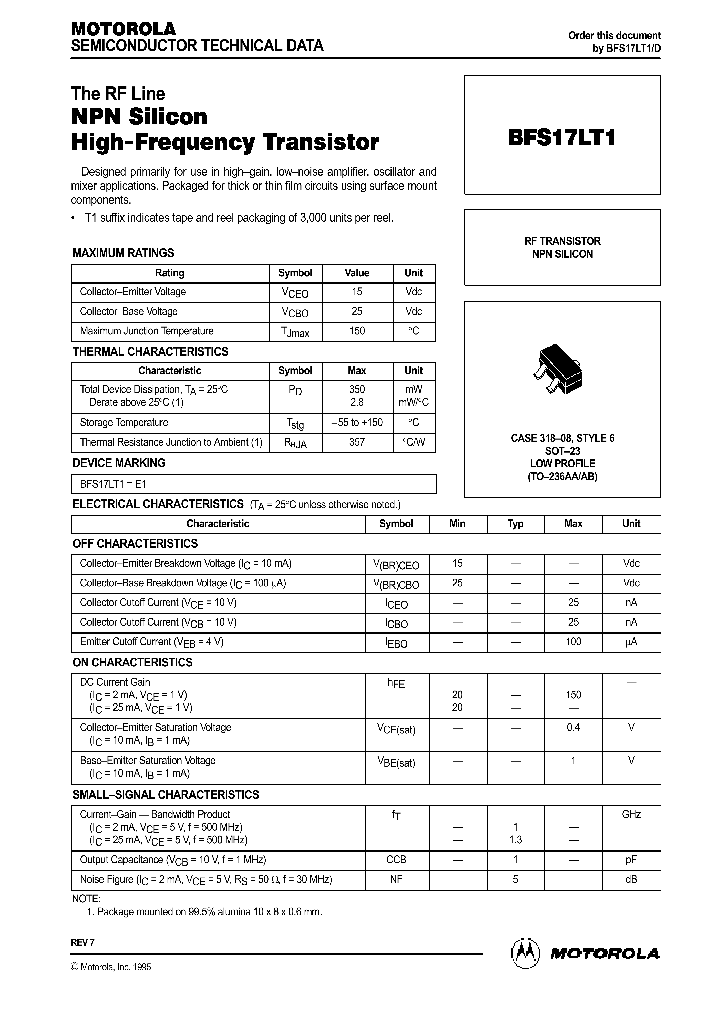 BFS17LT1_22406.PDF Datasheet