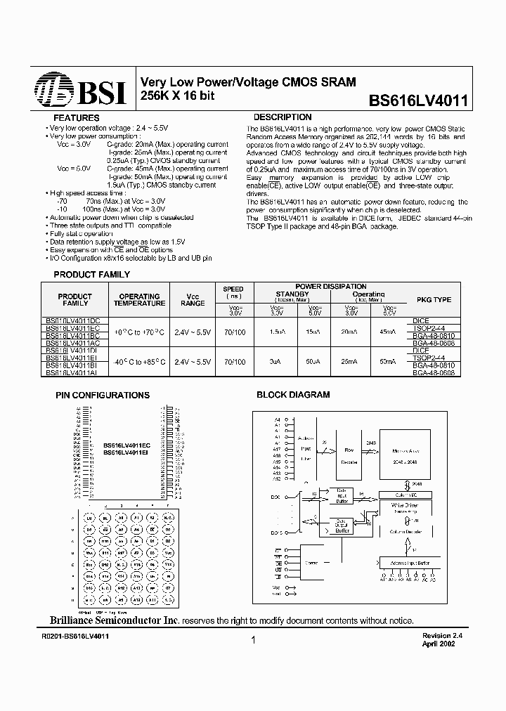 BS616LV4011_176559.PDF Datasheet