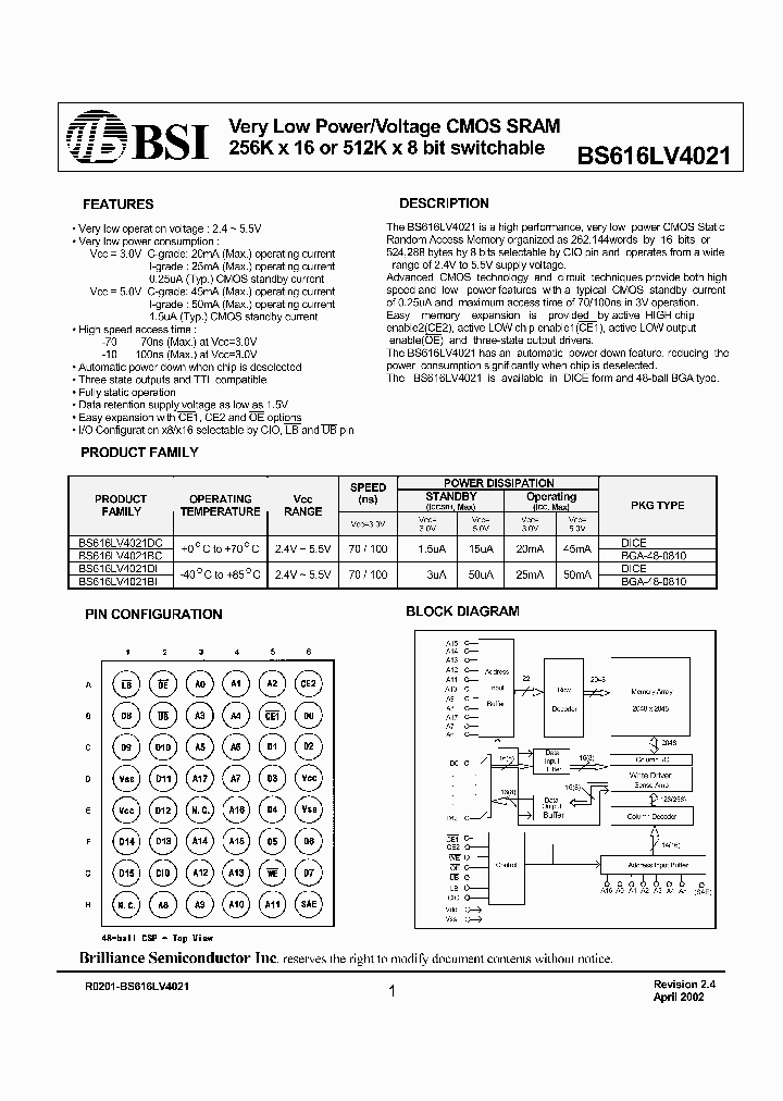 BS616LV4021_58010.PDF Datasheet