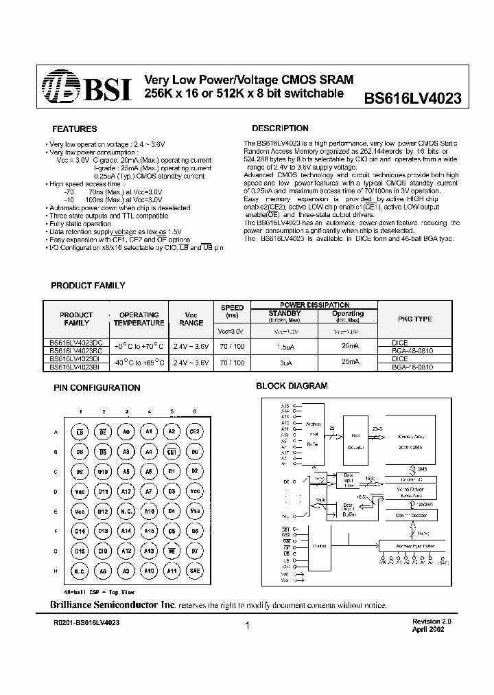 BS616LV4023_58015.PDF Datasheet
