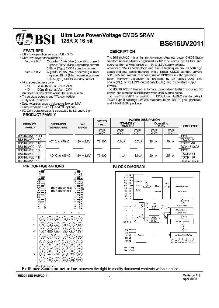 BS616UV2011TI_137740.PDF Datasheet