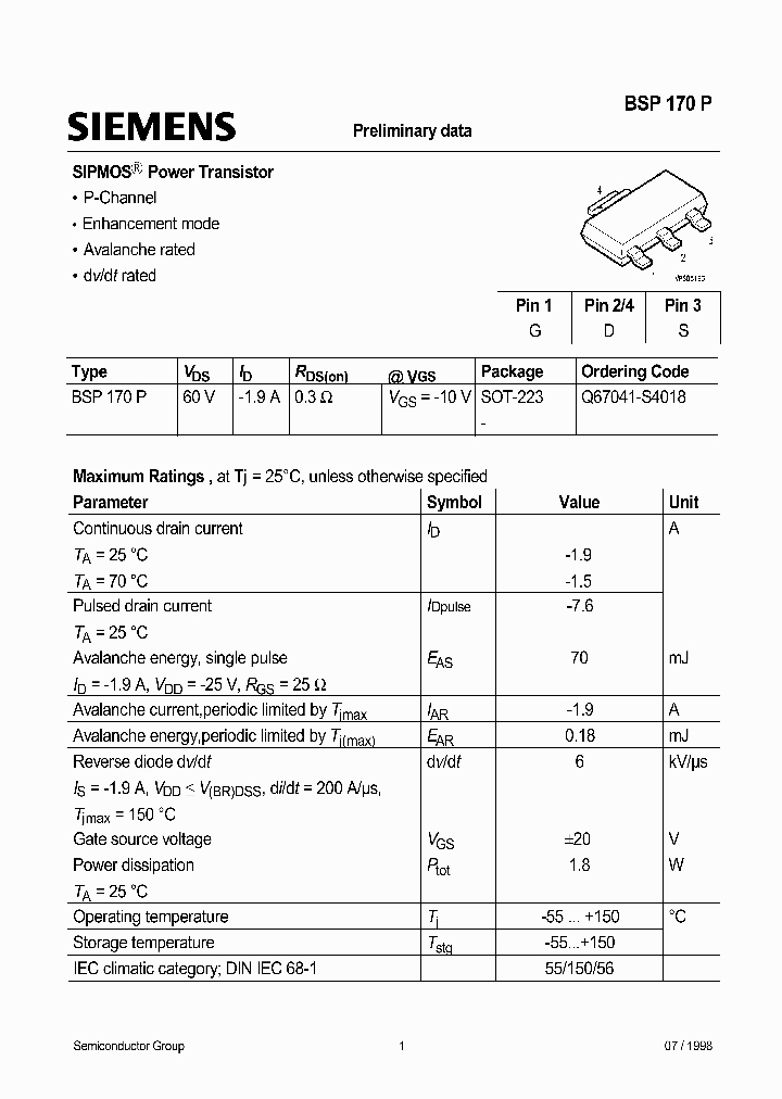 BSP170P_45307.PDF Datasheet