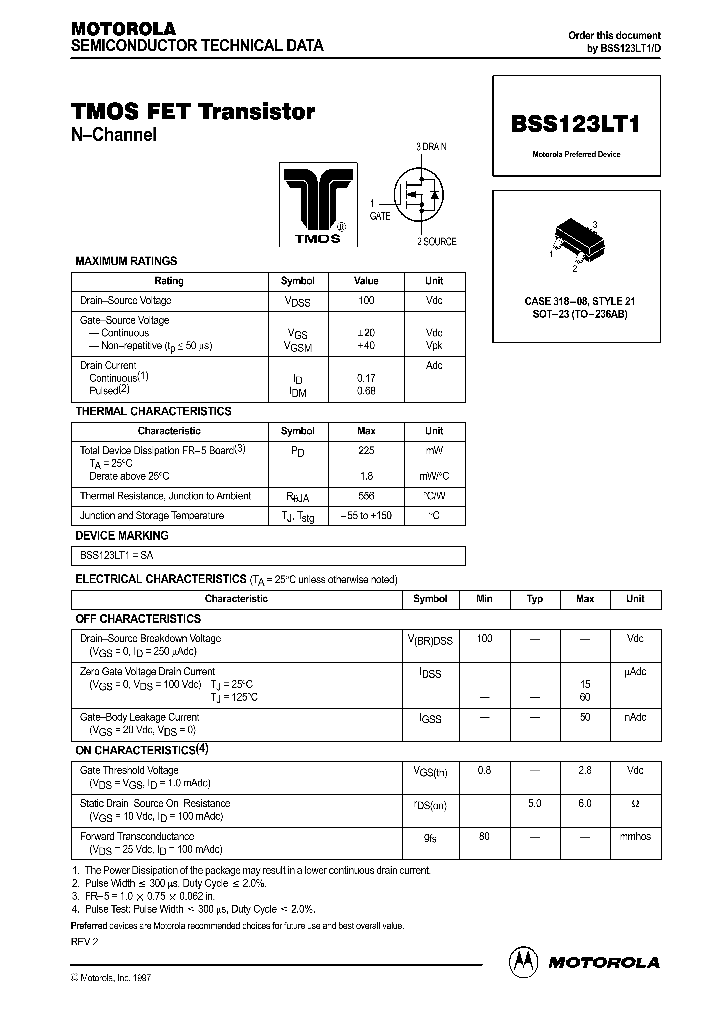 BSS123LT1_94125.PDF Datasheet
