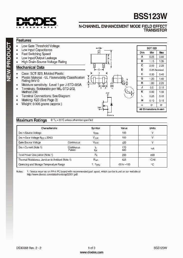 BSS123W_94128.PDF Datasheet