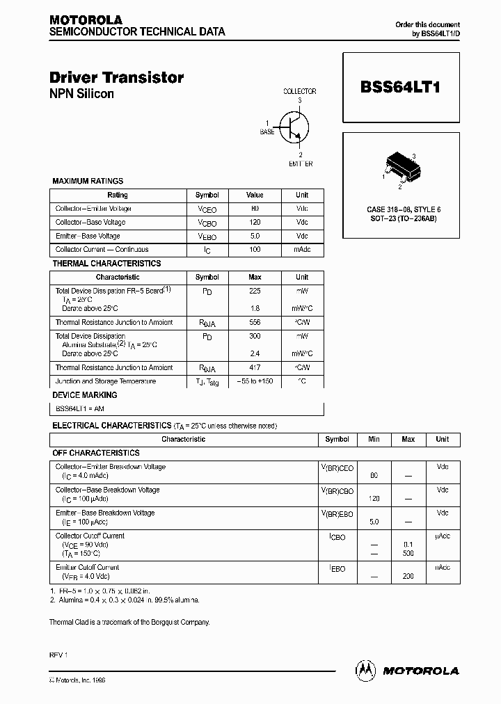 BSS64LT1_148202.PDF Datasheet