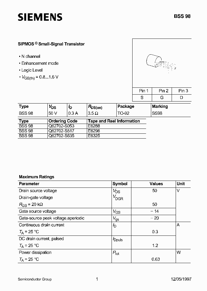 BSS98_179952.PDF Datasheet