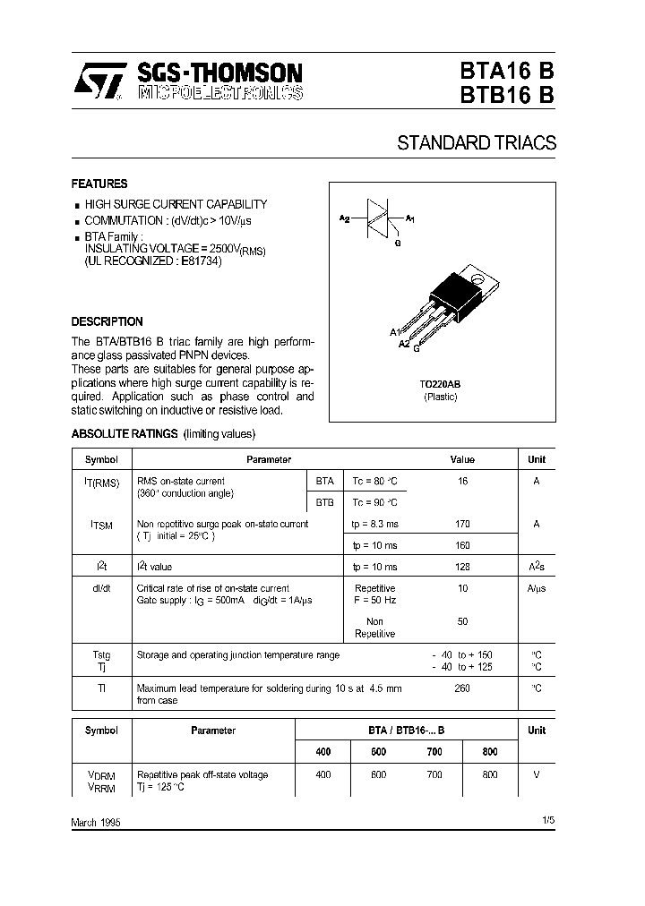 BTB16-400B_124158.PDF Datasheet