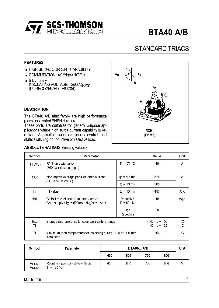 BTA40A_72158.PDF Datasheet