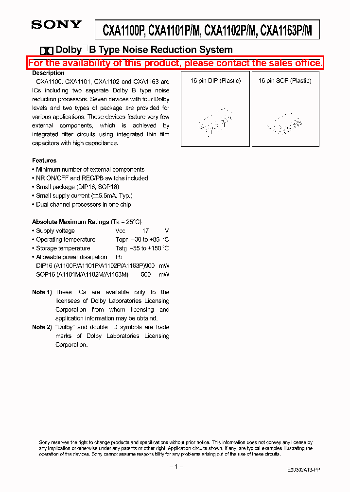 CXA1100_125280.PDF Datasheet