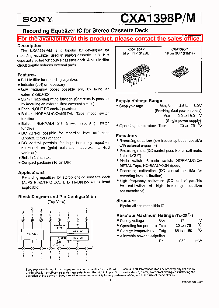 CXA1398M_24032.PDF Datasheet