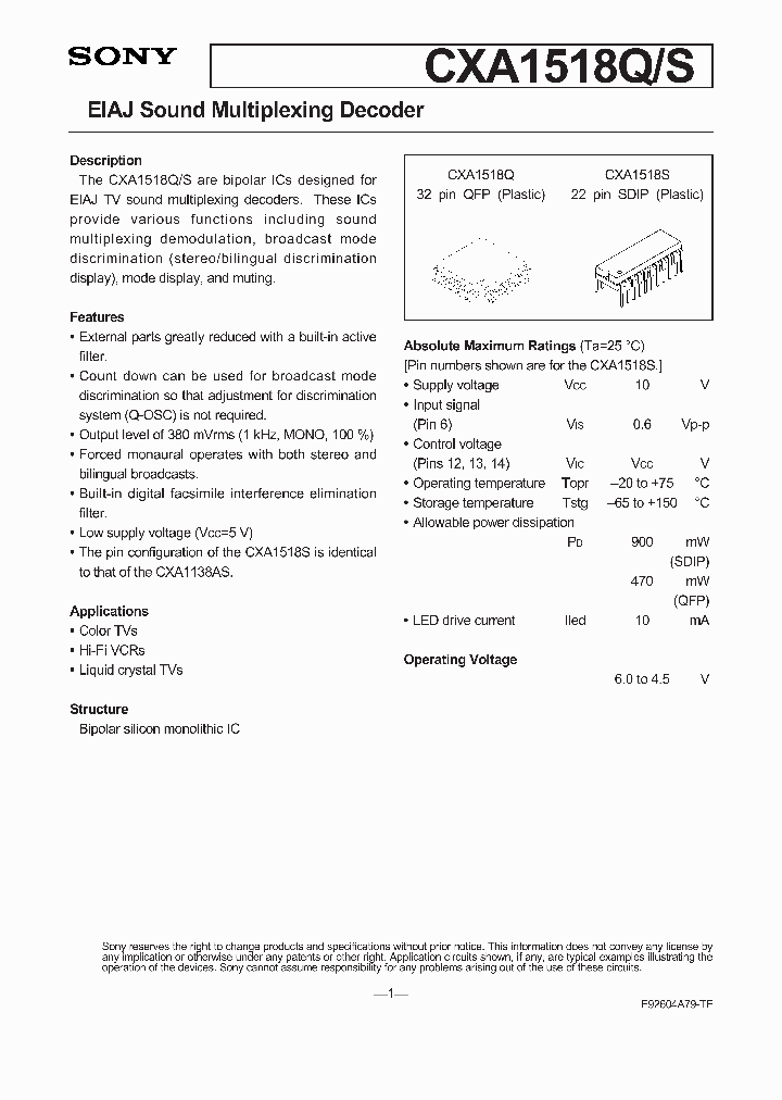 CXA1518Q_24039.PDF Datasheet