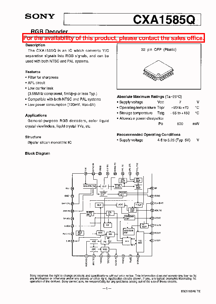 CXA1585Q_161894.PDF Datasheet