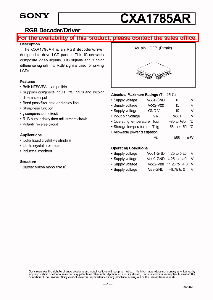 CXA1785_24061.PDF Datasheet