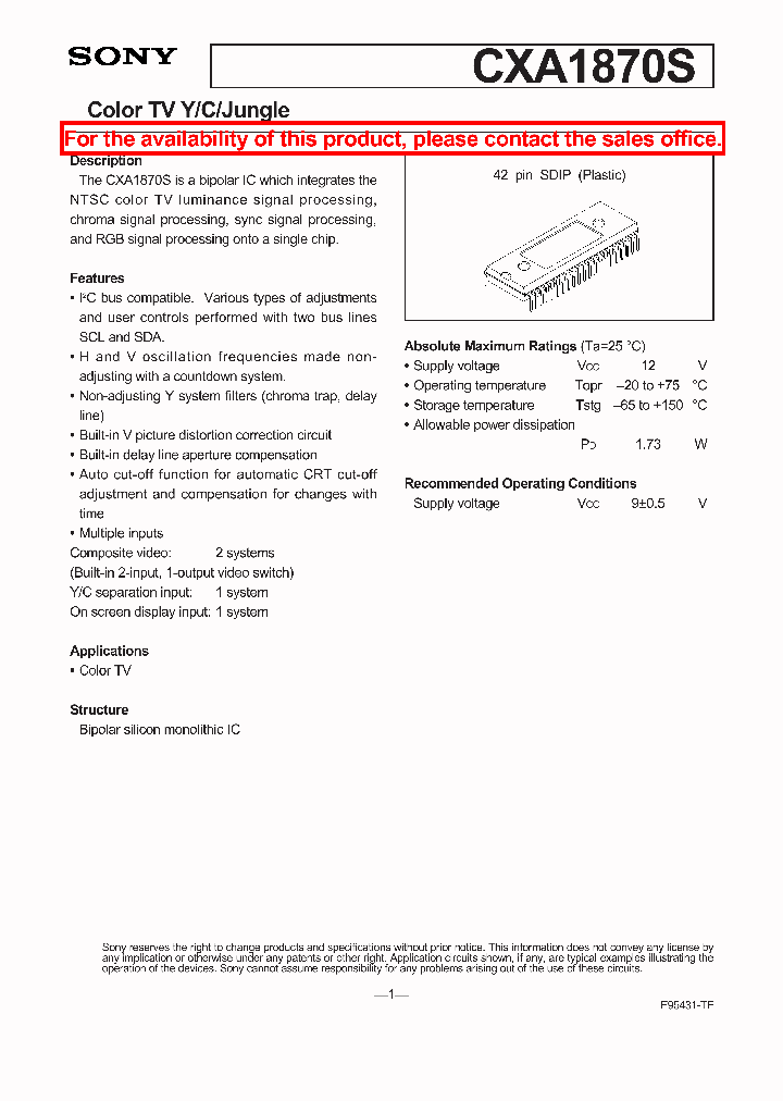 CXA1870_119888.PDF Datasheet