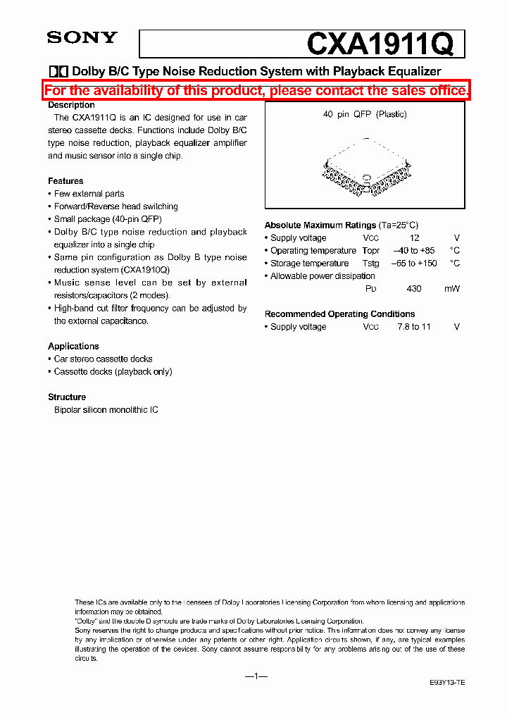 CXA1911_24067.PDF Datasheet