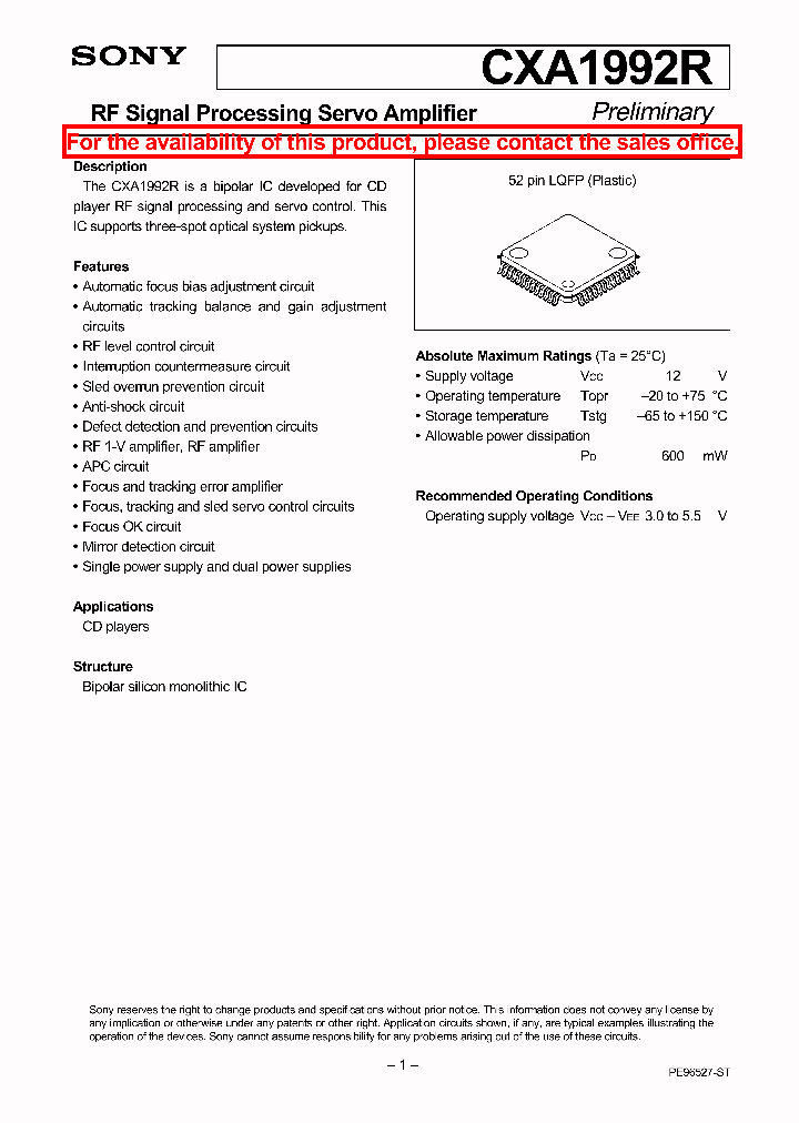 CXA1992R_24081.PDF Datasheet