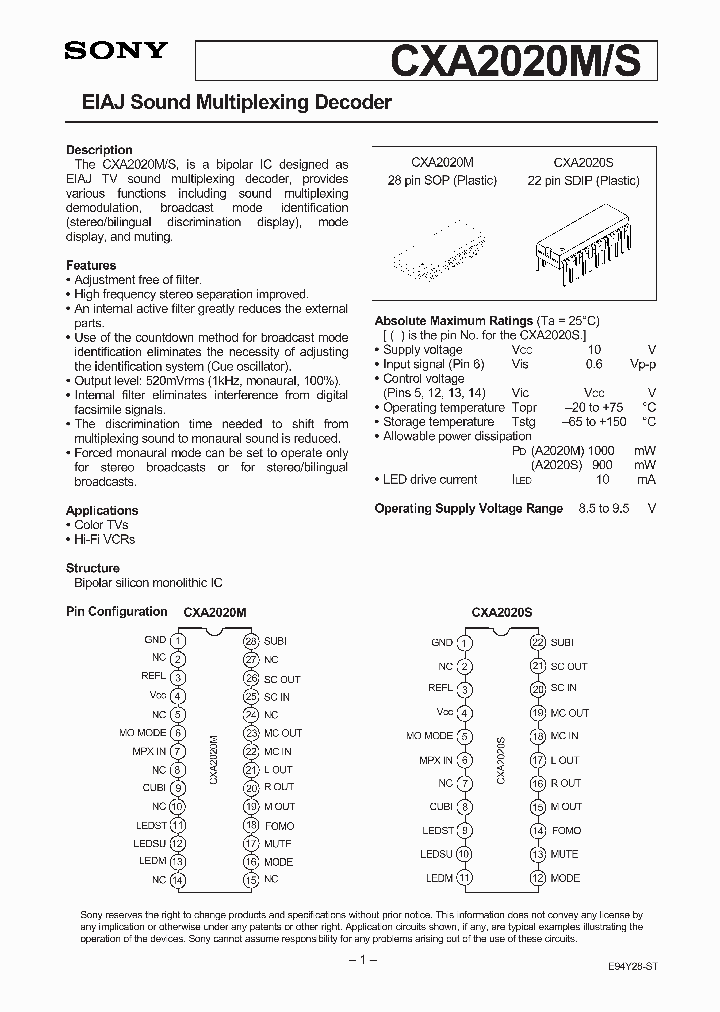 CXA2020M_145707.PDF Datasheet