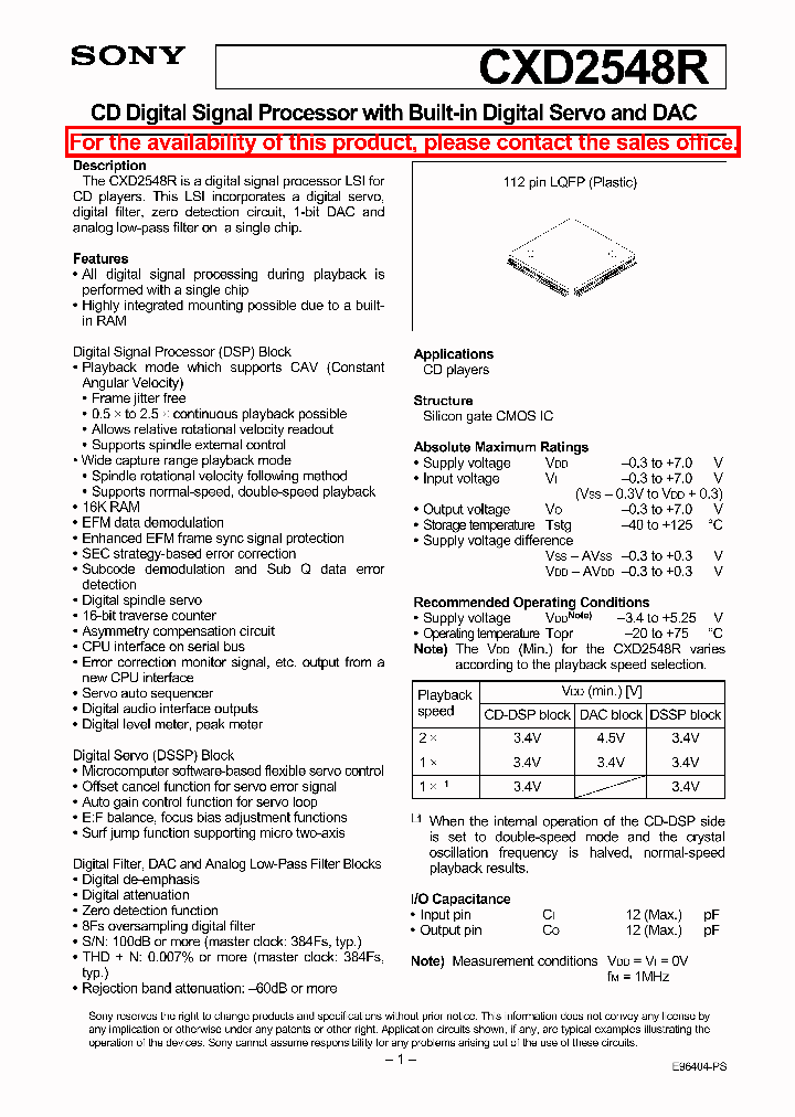 CXD2548_150090.PDF Datasheet
