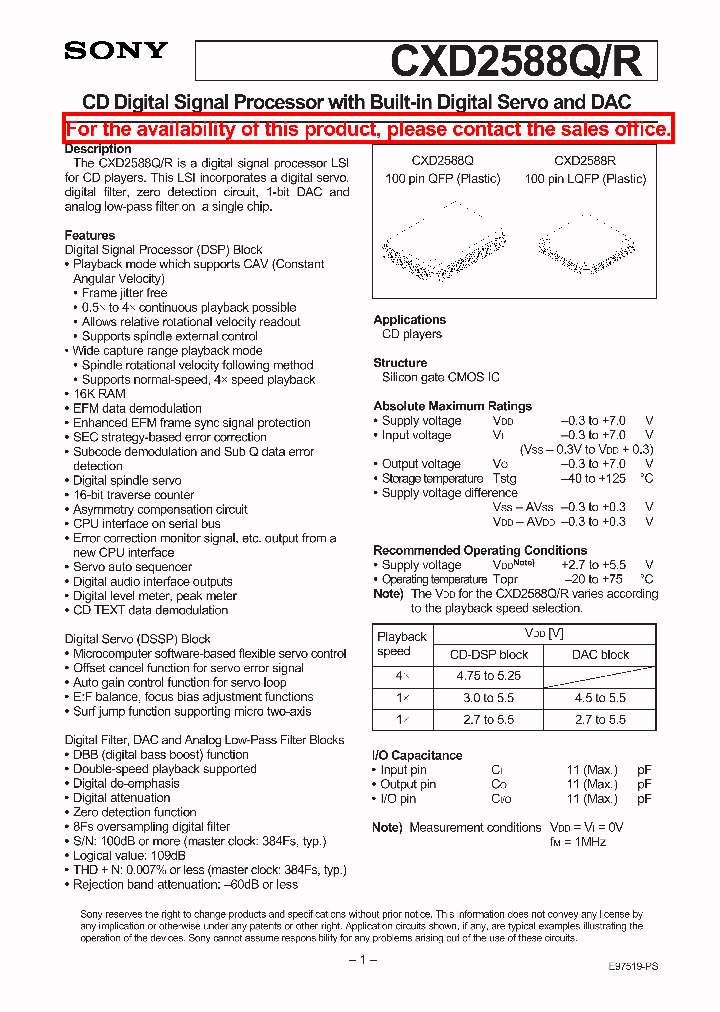 CXD2588Q_120361.PDF Datasheet