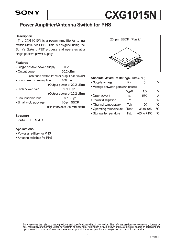 CXG1015N_102691.PDF Datasheet