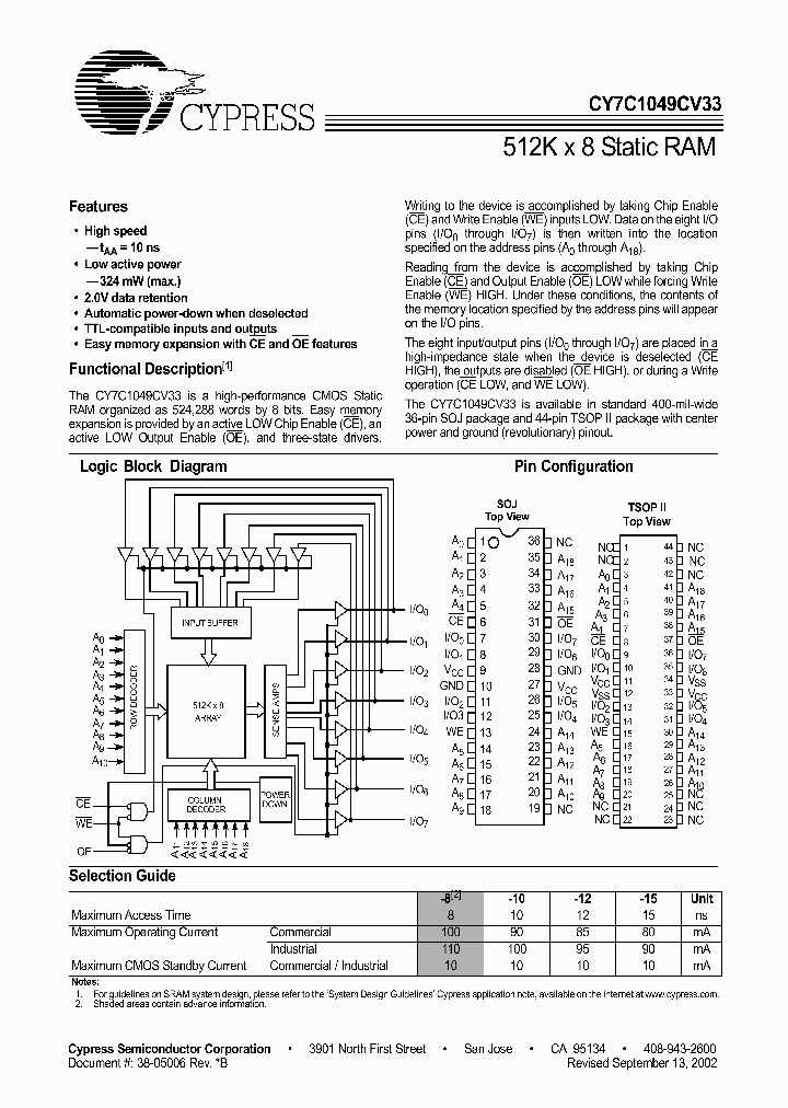 CY7C1049CV33_179554.PDF Datasheet
