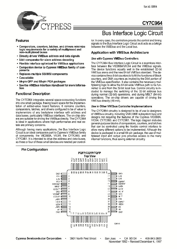 CY7C964_127362.PDF Datasheet