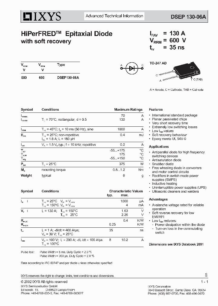 DSEP130-06A_188991.PDF Datasheet