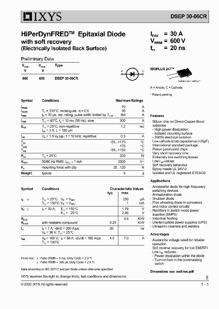 DSEP30-06CR_188999.PDF Datasheet