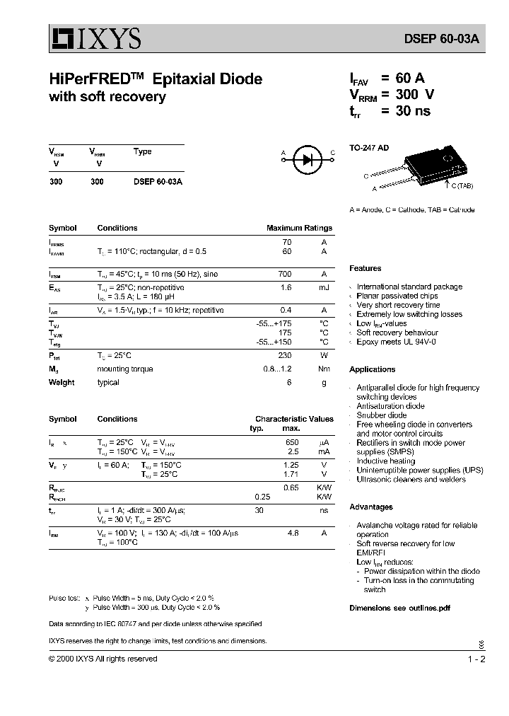DSEP60-03A_189001.PDF Datasheet