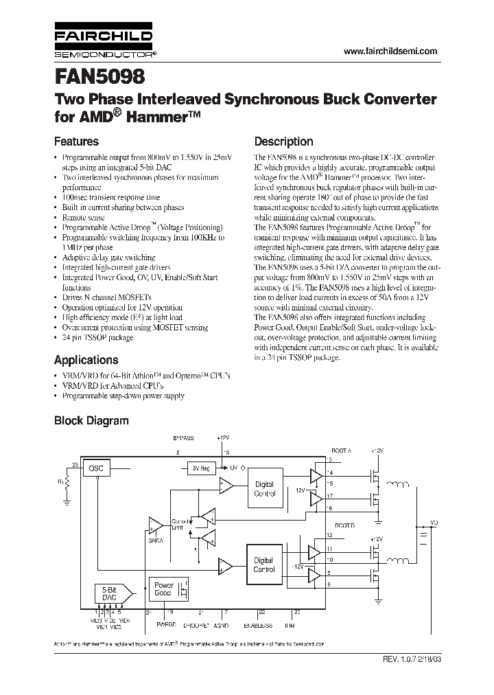 FAN5098_129352.PDF Datasheet
