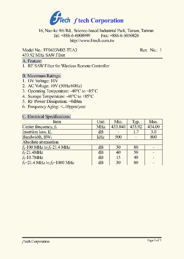 FF0433M92-TEA3_69164.PDF Datasheet