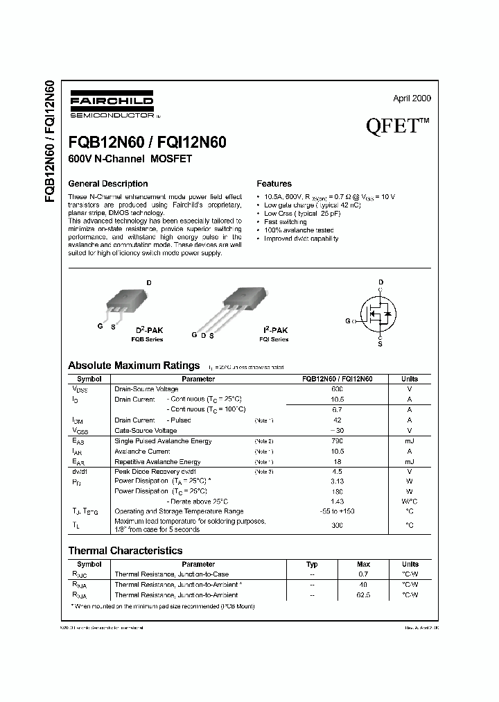 FQB12N60_176495.PDF Datasheet