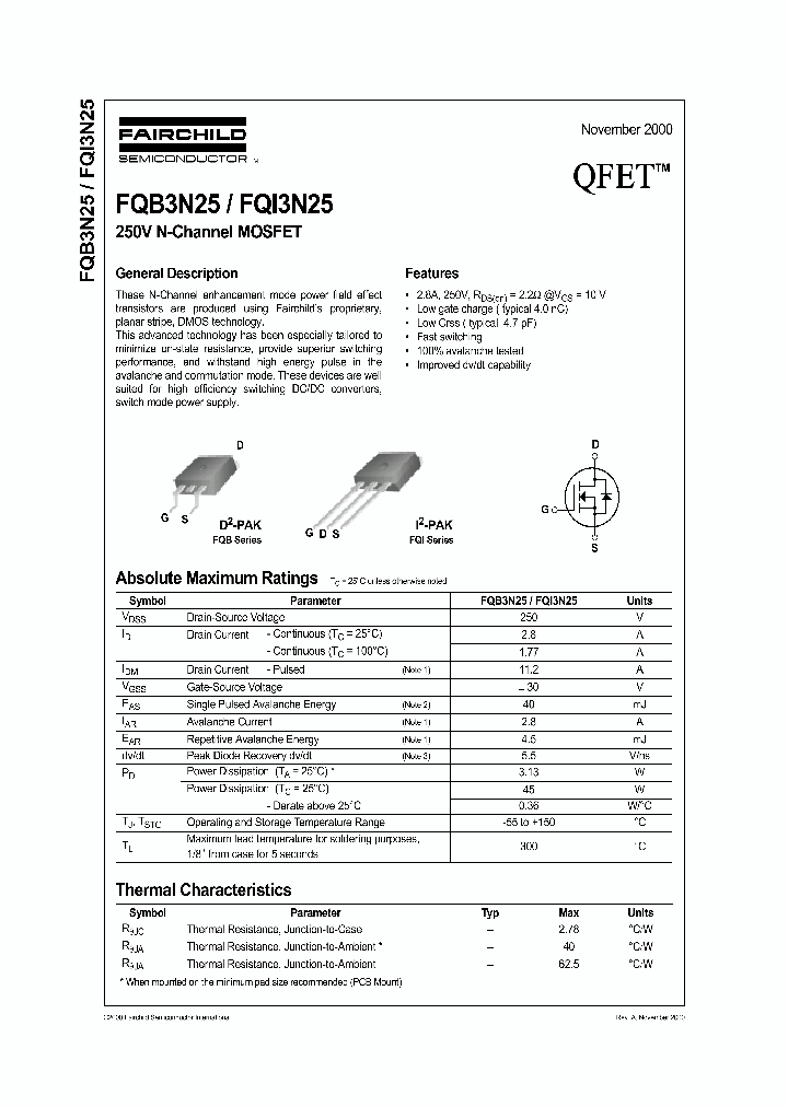 FQB3N25_181311.PDF Datasheet