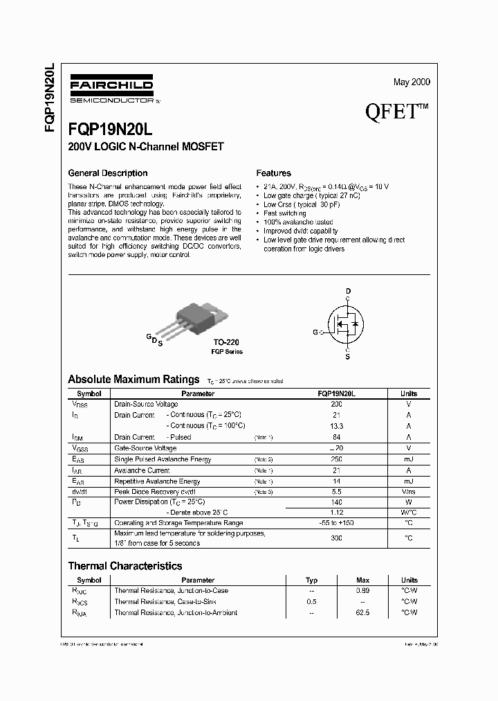 FQP19N20L_152950.PDF Datasheet
