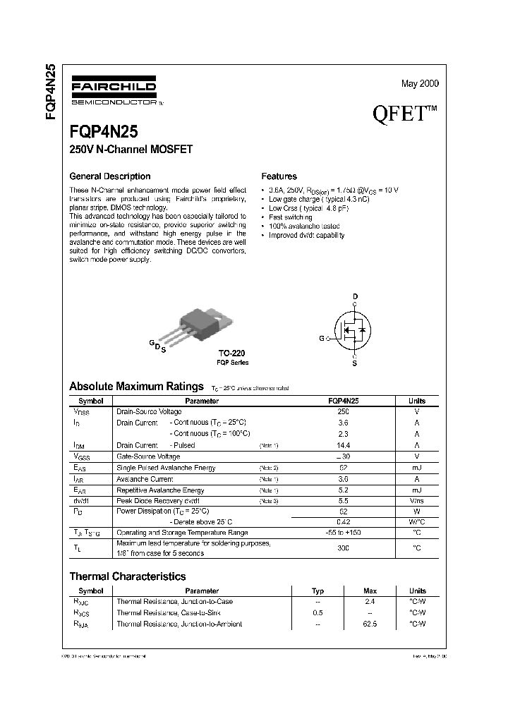 FQP4N25_10388.PDF Datasheet
