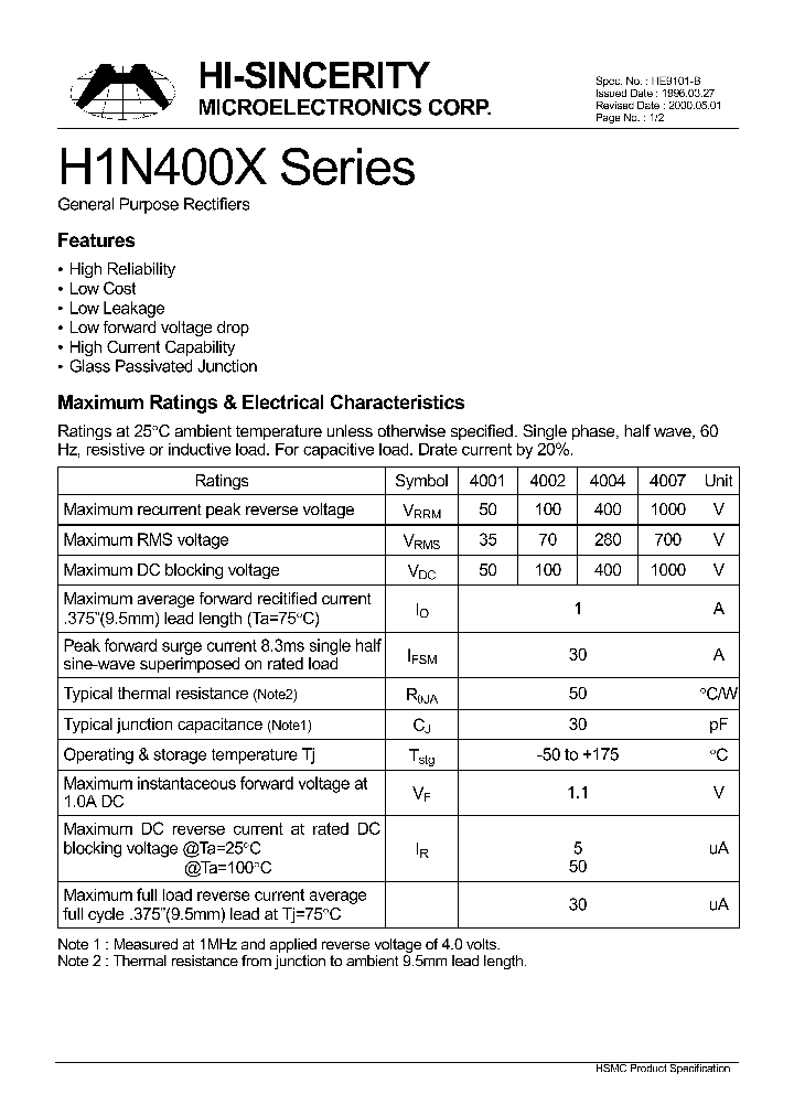 H1N4007_154763.PDF Datasheet