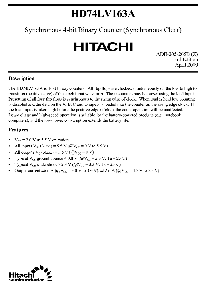 HD74LV163A_189436.PDF Datasheet
