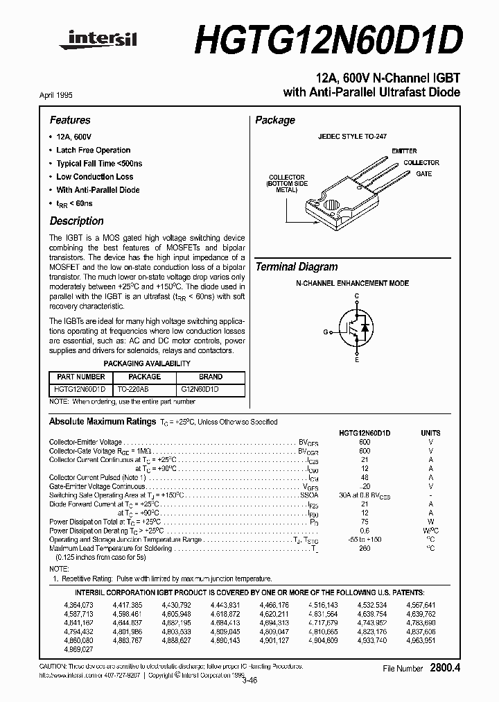 HGTG12N60D1_176517.PDF Datasheet