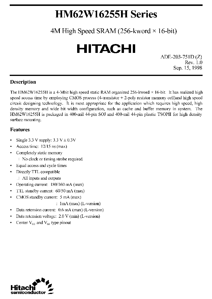 HM62W16255H_155189.PDF Datasheet