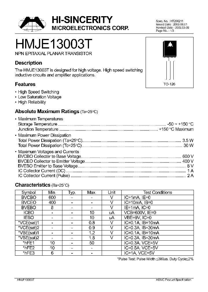 HMJE13003T_139763.PDF Datasheet