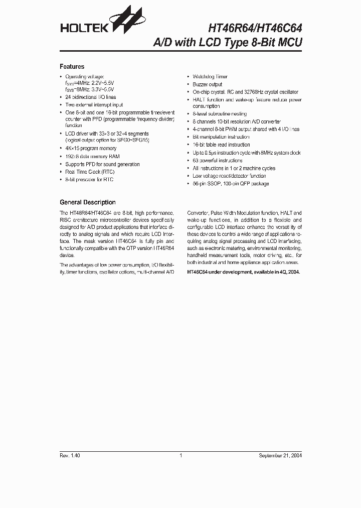 HT46C64_73031.PDF Datasheet