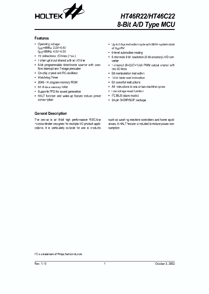 HT46C22_73029.PDF Datasheet